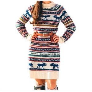 Kiel James Patrick Cozy Cabin Great Moose Wool Blend Sweater Dress